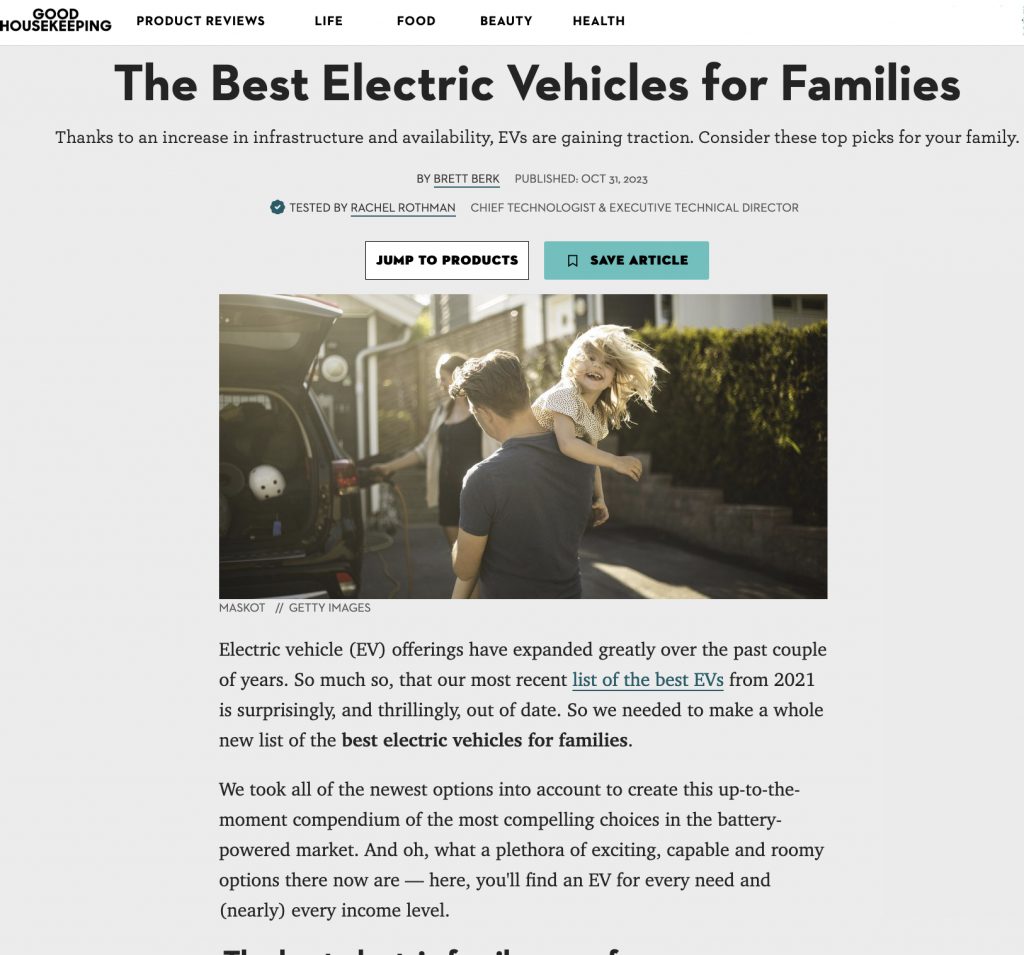 Best Electric Vehicles for Families – Brett Berk